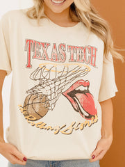 Rolling Stones Texas Tech Basketball Net Off White Thrifted Tee