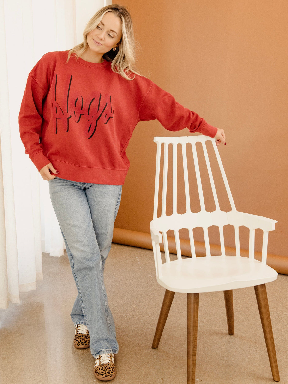 Hogs Barbie Red Hi-Dive Oversized Crew Sweatshirt