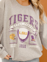 LSU Tigers Prep Patch Gray Thrifted Sweatshirt