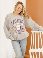 LSU Tigers Prep Patch Gray Thrifted Sweatshirt