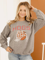 Hogs Basketball Fling Puff Ink Gray Thrifted Sweatshirt