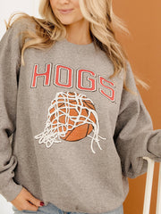 Hogs Basketball Fling Puff Ink Gray Thrifted Sweatshirt