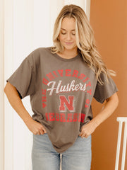 Nebraska Huskers Draft Charcoal Thrifted Tee