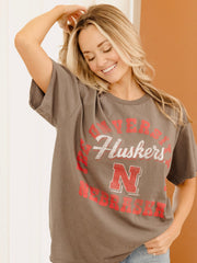 Nebraska Huskers Draft Charcoal Thrifted Tee