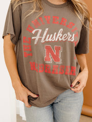 Nebraska Huskers Draft Charcoal Thrifted Tee