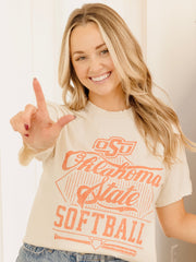 OSU Softball Off White Thrifted Tee