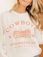 OSU Cowboys Stadium Coordinates White Sweatshirt