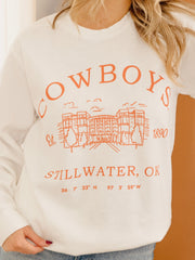 OSU Cowboys Stadium Coordinates White Sweatshirt