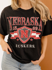 Nebraska Huskers Pep Rally Black Thrifted Tee