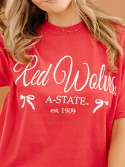 Arkansas State Red Wolves Established Bows Red Tee