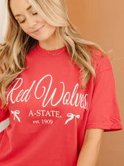 Arkansas State Red Wolves Established Bows Red Tee