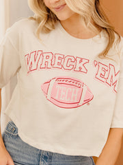 Texas Tech Wonka Football Off White Cropped Tee