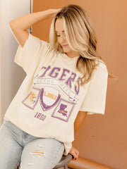 LSU Tigers Prep Patch Off White Thrifted Tee