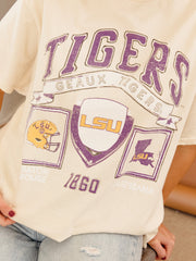 LSU Tigers Prep Patch Off White Thrifted Tee