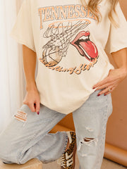 Rolling Stones Volunteers Basketball Net Off White Thrifted Tee