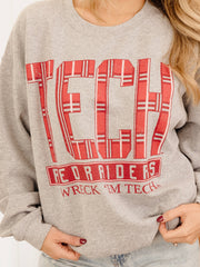 Texas Tech Preppy Plaid Gray Thrifted Sweatshirt