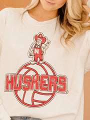 Nebraska Huskers Volleyball Mascot White Thrifted Sweatshirt