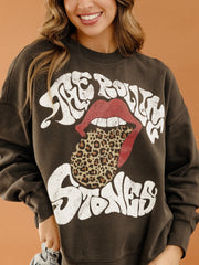 Rolling Stones Leopard Words Smoke Hi-Dive Oversized Crew Sweatshirt