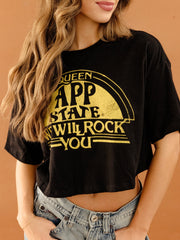 Queen App State Will Rock You Black Cropped Tee