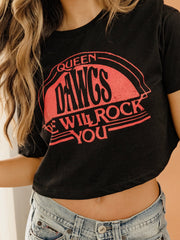 Queen Georgia Bulldogs Will Rock You Black Cropped Tee