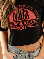 Queen Georgia Bulldogs Will Rock You Black Cropped Tee