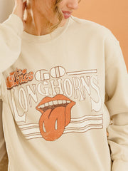 Rolling Stones Texas Longhorns Stoned Sand Thrifted Sweatshirt