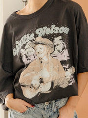 Willie Nelson Night Sky Smoke One Size Oversized Tee