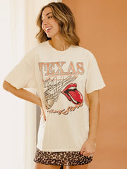 Rolling Stones Longhorns Basketball Net Off White Thrifted Tee