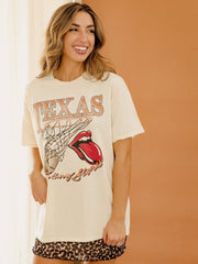 Rolling Stones Longhorns Basketball Net Off White Thrifted Tee