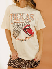 Rolling Stones Longhorns Basketball Net Off White Thrifted Tee