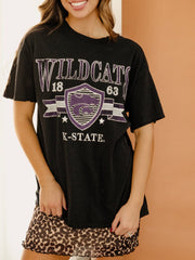 KSU Wildcats Pep Rally Black Thrifted Tee