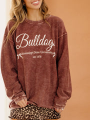 Mississippi State Bulldogs Established Bows Maroon Corded Crew Sweatshirt