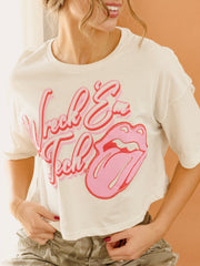 Rolling Stones Texas Tech Malibu Puff Ink Off White Cropped Tee