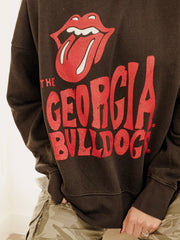 Rolling Stones UGA Bulldogs Dazed Smoke Oversized Crew Sweatshirt