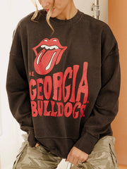 Rolling Stones UGA Bulldogs Dazed Smoke Oversized Crew Sweatshirt