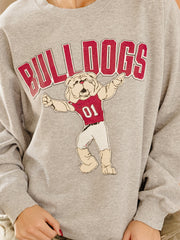 Mississippi State Bulldogs Cartoon Mascot Puff Ink Gray Thrifted Sweatshirt