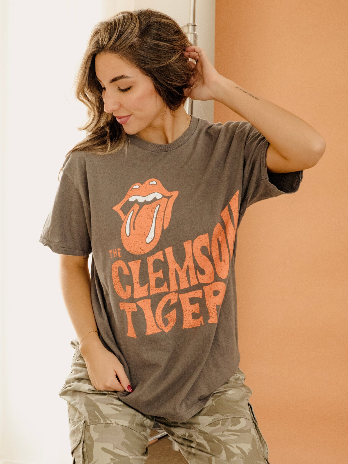 Rolling Stones Clemson Tigers Dazed Charcoal Thrifted Tee