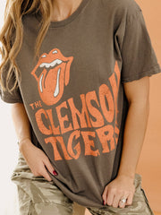 Rolling Stones Clemson Tigers Dazed Charcoal Thrifted Tee