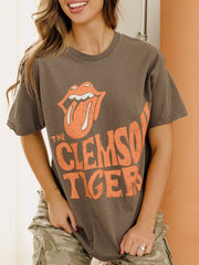 Rolling Stones Clemson Tigers Dazed Charcoal Thrifted Tee