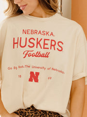 Nebraska Huskers Shot Off White Thrifted Tee