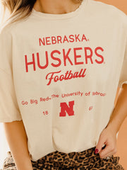 Nebraska Huskers Shot Off White Thrifted Tee