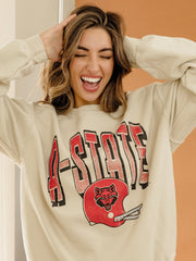 ASU Red Wolves Helmet Fade Sand Thrifted Sweatshirt