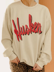 Nebraska Huskers Barbie Sand Thrifted Sweatshirt