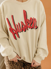 Nebraska Huskers Barbie Sand Thrifted Sweatshirt