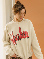 Nebraska Huskers Barbie Sand Thrifted Sweatshirt