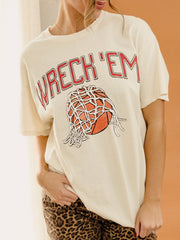 Texas Tech Basketball Fling Puff Ink Off White Thrifted Tee