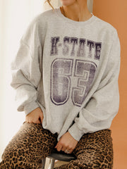 KSU Wildcats Player Ash Gray Thrifted Sweatshirt