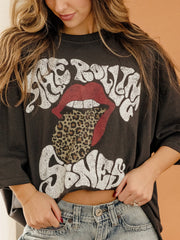 Rolling Stones Leopard Words Smoke One Size Tee