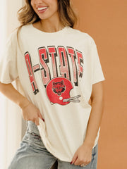 ASU Red Wolves Helmet Fade Off White Thrifted Tee