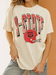 ASU Red Wolves Helmet Fade Off White Thrifted Tee